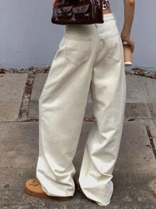 DAZY Women Solid White Casual Loose Fit Jeans - White - View 2