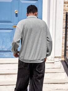 Manfinity Dauomo 男士休闲 Polo 领衬衫，度假休闲街头风格 - 灰色 - 查看 2