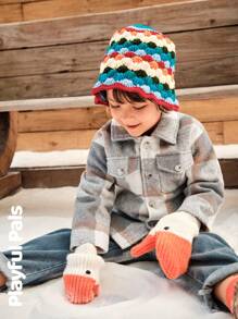 SHEIN 冬季男童格子长袖单排扣口袋休闲夹克 - 彩色 - 查看 24