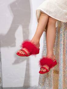 1 双时尚、百搭、奢华的女童高跟凉鞋 - 紅色 - 查看 3