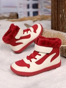 Toddler Boys' Winter Warm Casual High Top Thicken Lining Running Sports Shoes - Burgundy - View 6