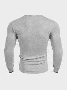 Manfinity Homme Men's Plain Color Long Sleeve Knit Sweater, Casual Fall/Winter - Light Grey - View 2