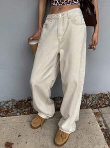 DAZY Women Solid White Casual Loose Fit Jeans - White - View 5