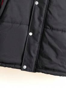 Boys Casual Raglan Sleeve Hooded Long Down Jacket, Suitable For Winter - Black - View 6