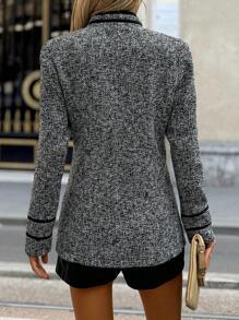 SHEIN Clasi Women Fall/Winter Stand Collar Double-Breasted Regular Casual Jacket - Multicolor - View 2