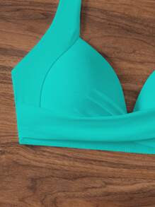 SHEIN Swim Einfarbiges Bikini-Oberteil mit Trägerhals und rückenfrei für Sommer und Strand