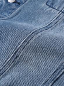 Manfinity EMRG Men's Light Blue Washed Casual Loose Denim Jacket - Light Wash - View 6