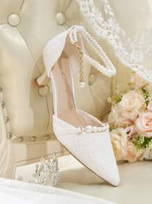 CUCCOO HITCHD Zapatos de tacón con punta y correa trasera con bordado vintage para mujer, ideal para primavera, vacaciones de primavera y Pascua
