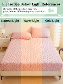 1pc Fitted Sheet, Bedding, Bed Cover, Fitted Sheet, Mattress Protector, Solid Color Fitted Sheet, Comfortable & Warm Mattress Pad, Minimalist Style Home Textile, Soft Anti-Pilling Bed Cover, Skin-Friendly Fitted Sheet, Excluding Pillow And Pillowcase, Home Decor - Pink - View 8