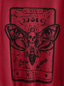 ROMWE Goth Skeleton & Graphic Print Casual Hooded Long Sleeve Sweatshirt