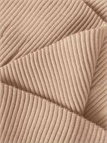 SHEIN Clasi 大码女式束腰修身马球领长袖针织连衣裙，适合冬季 - 駝色 - 查看 6