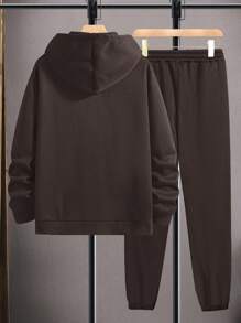 EURMUSE Men Basketball Printed Regular Hoodie Set - Brown - View 5