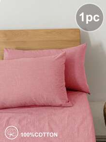 1 pezzo Federa per cuscino decorativa per studenti di scuola e dormitorio, in tessuto rosa intrecciato traspirante e anti-pilling, adatta per tutte le stagioni, misura singolo/matrimoniale/queen/king - Rosa - Visualizzare 1