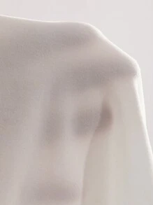 DAZY 女士休闲猫咪字母印花修身 T 恤，秋季长袖女上衣，秋季女装 - 白色 - 查看 4