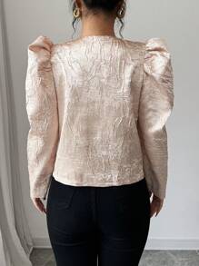 Elenzga Women Front Button Long Sleeve Casual Jacket, Minimalist Daily Wear Fall Cloth For Women - Champagne - View 2