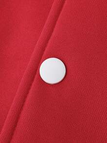 SHEIN Bộ 2 món: Áo khoác hoodie thể thao màu tương phản và quần nỉ cho bé trai tuổi teen, phong cách thường ngày - Đỏ - Xem 6