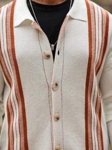 Manfinity CityGents Áo khoác cardigan sọc khối màu thường ngày cho nam, Áo khoác cardigan sọc khối màu thường ngày mùa thu/đông, Quà tặng cho chồng, bạn trai - Nhiều màu - Xem 8