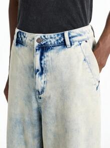 NEON BLANC 男士长款街头风格渐变编织牛仔裤，宽长款超大拼色洗水牛仔裤，适合丈夫、男朋友的礼物 - 薄荷綠 - 查看 5