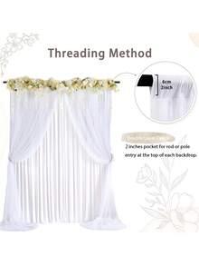 1 tấm vải rèm voan mỏng nền trắng, chất liệu chiffon mềm mại có lưới, thích hợp cho lễ cưới, tiệc tùng, trang trí sân khấu, sinh nhật, tiệc chia tay cuộc sống độc thân, phông nền chụp ảnh - trắng - Xem 3