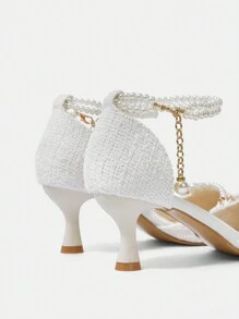 CUCCOO HITCHD Zapatos de tacón con punta y correa trasera con bordado vintage para mujer, ideal para primavera, vacaciones de primavera y Pascua