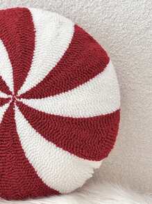 1 Stück Weihnachtsdeko Zierkissen, Zuckerstange, rund, Atmosphärendekoration, geeignet für Wohnzimmer Sofa, Schlafzimmer Bettnähe Dekoration - Rot-Weiß - Übersicht 5