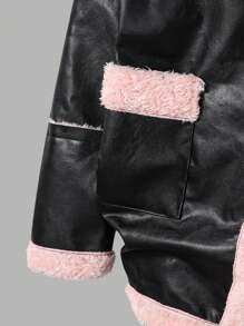 Jacket For Teen Girls, Casual Fluffy Lining Thicken Thermal Lined Bomber Jacket, Autumn/Winter