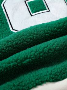 ROMWE MEN Prep 男士纯色拼接长袖正面纽扣运动细节休闲飞行员夹克 - 薄荷綠 - 查看 5