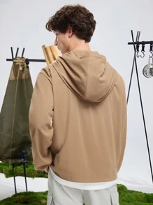 Manfinity VCAY Chaqueta con capucha de manga larga con cuello alto, de patchwork tejido, de uso diario y casual para hombre