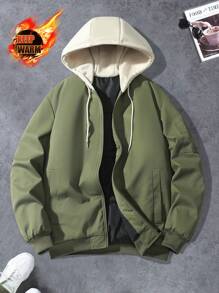 Manfinity Sport Corelite Boyfriend Style Men's Casual Contrast Color Block Hooded Padded Sport Jacket