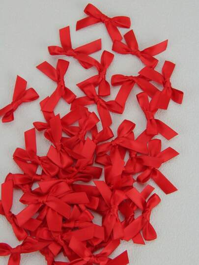 SHEIN 50 piezas Kit de lazos de cinta roja - Decoración para envolver regalos pre-rizada, pasadores para el cabello para bodas y fiestas, suministros de manualidades para todo el año