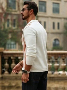 Manfinity CityGents Áo khoác cardigan sọc khối màu thường ngày cho nam, Áo khoác cardigan sọc khối màu thường ngày mùa thu/đông, Quà tặng cho chồng, bạn trai - Nhiều màu - Xem 9