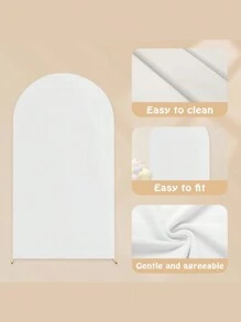 SHEIN 1 PIEZA Cubierta elástica con forma de U para fondo (sin soporte) - Cortina semicircular elástica de spandex para decoración de bodas/cumpleaños/fotomatón, fondo para fiestas en interiores en cualquier época del año - Blanco - Ver 4