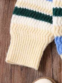 SHEIN 1pc Young Boy Casual Rainbow Striped Lapel Loose Knit Sweater, Suitable For Street, Home, Outing, Party, Back To School, Spring, Summer, Autumn