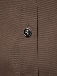 Calvornis Men's Casual Solid Color Long Sleeve Shirt, Spring & Autumn, Brown Dress Shirt Men, Dark Brown Shirt, Men Khaki Shirt, Man Brown Shirt, Men Casual Dress Shirt, For Fall - Coffee Brown - View 6