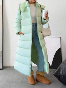 RueChic ASPEN Women's Mountain Trekking Hooded Padded Long Winter Coat - Green - View 1