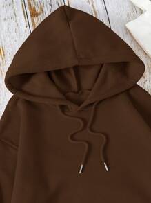 INAWLY Áo nỉ dài tay màu trơn có dây rút dành cho nữ, kiểu dáng thường ngày, thích hợp cho mùa thu, lễ tốt nghiệp, giáo viên, hoặc đi học trở lại. - Cà phê nâu - Xem 3