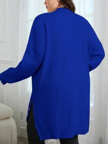 EURMUSE Plus Size Women Solid Color Drop Shoulder Mock Neck Long Sleeve Casual Sweater, Autumn/Winter