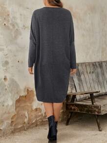 Plus Size Fitted Crew Neck Knit Dress For Women Fall Cloth For Women