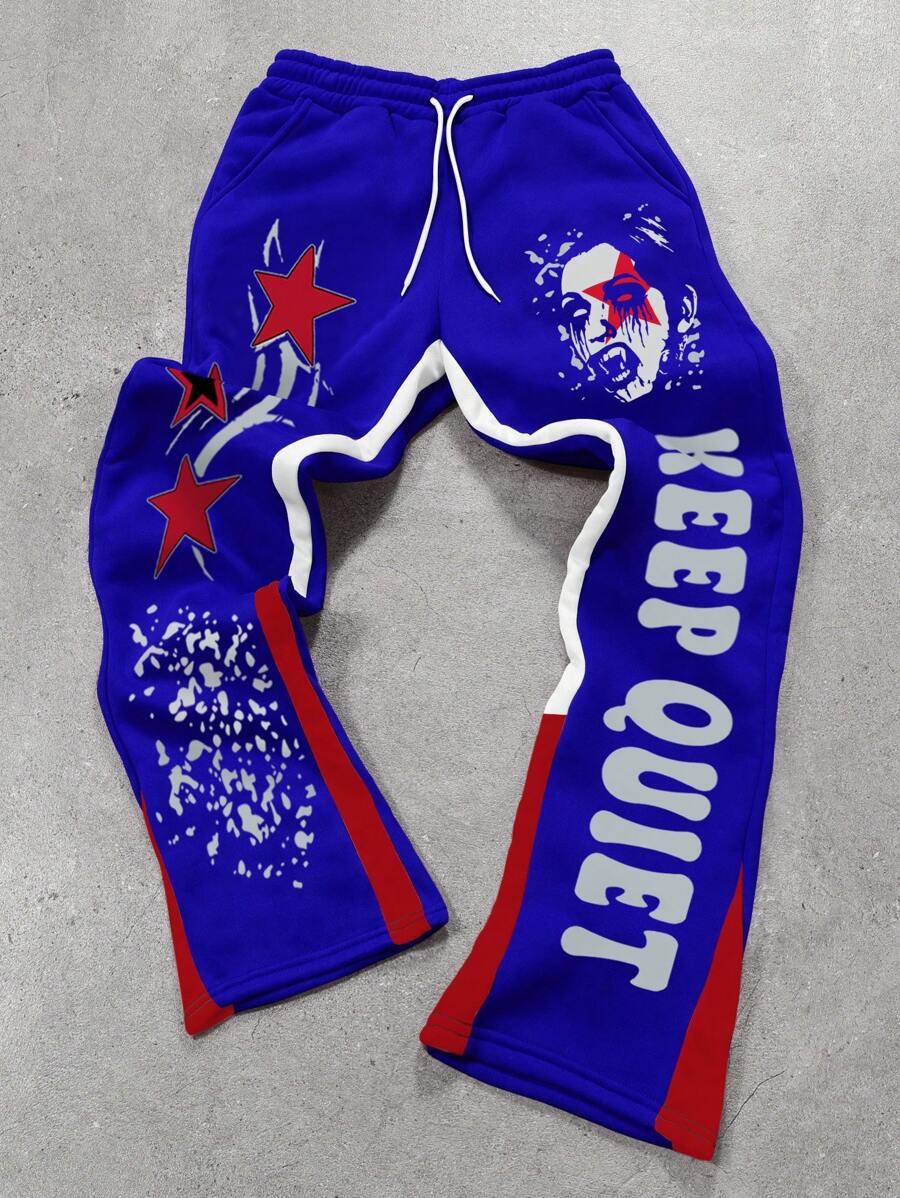 PAVTROS Manfinity Streetrush Men's Dark Street Graffiti Print Sweatpants - Multicolor - View 1