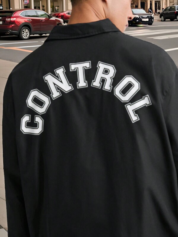 Manfinity VCAY Camisa de leñador de manga larga con botones y estampado gráfico, de corte holgado y casual para otoño e invierno