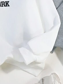 3件套少女休闲字母印花卫衣套装，宽松套头卫衣 - 彩色 - 查看 4