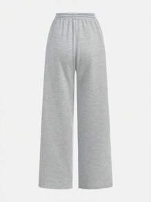 SHEIN Girlism Teen Girl Gray Hooded Two-Piece Set, Double-Zipper Jacket With Straight-Leg Loose Pants, Collegiate Style Set, Suitable For Back To School, Street Wear