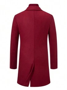 Manfinity Mode 男士纯色前扣商务休闲夹克，秋冬 - 酒紅色 - 查看 2