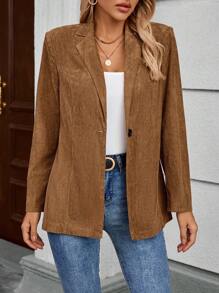 EMERY ROSE Effen kleur dames colbert met lange mouwen en knopen, elegante kantoorkleding
