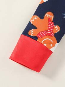 2 sztuki dla młodych dziewcząt w stylu świątecznym, wzór naleśnika, długi rękaw, top i spodnie, obcisły, dopasowany zestaw bielizny nocnej - Królewski Niebieski - Zobacz 4