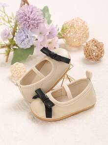 可爱新款 0-1 岁婴儿 PU 软底公主鞋，婴幼儿平底鞋，适合春秋季 - 杏色 - 查看 4