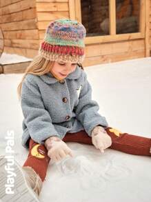 SHEIN 女童两件套星月刺绣纹理打底裤，时尚简约休闲套装，适合秋冬季穿着 - 彩色 - 查看 24