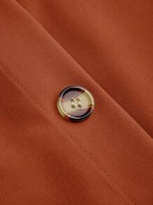 SHEIN Clasi Váy suông màu trơn cỡ lớn, buộc nút phía trước, đơn giản, thường ngày - Rỉ Nâu - Xem 4