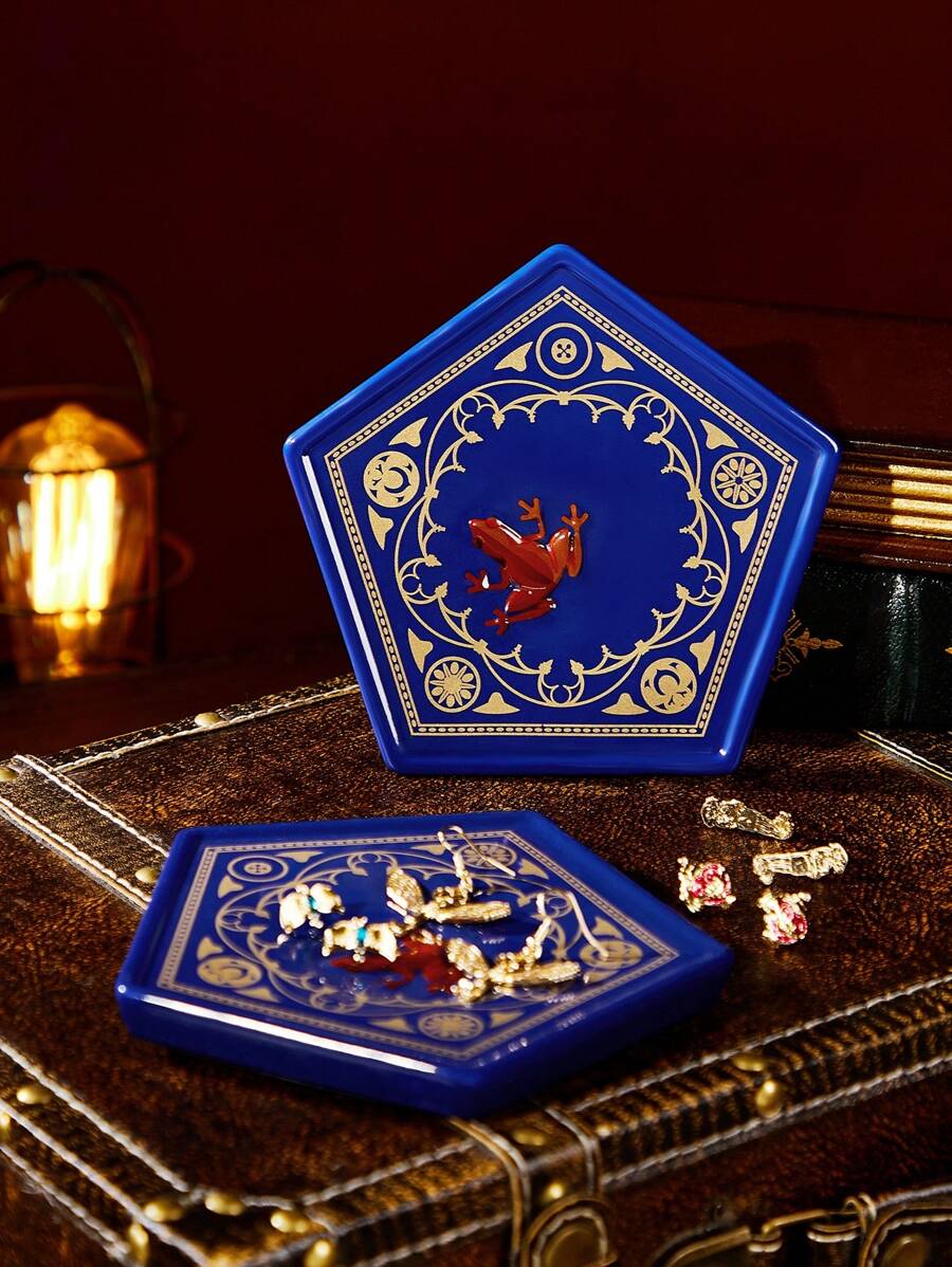 HARRY POTTER X SHEIN Chocolate Frog Geometric Pattern Ceramic Jewelry Display Tray,Gifts, Valentine's Day - Royal Blue - View 1