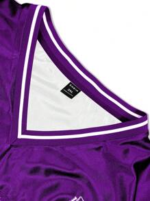 Aesthetic Post Camiseta de béisbol de malla cuello de pico para hombre de talla grande - Morado - Ver 5
